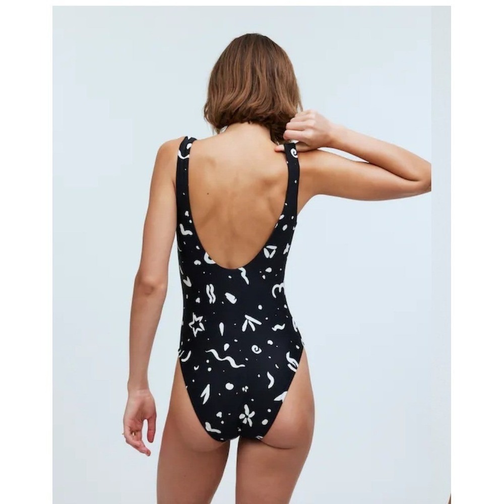Madewell Second Wave One Piece Swimsuit Abstract Doodle Medium NP235 Womens - Picture 2 of 13